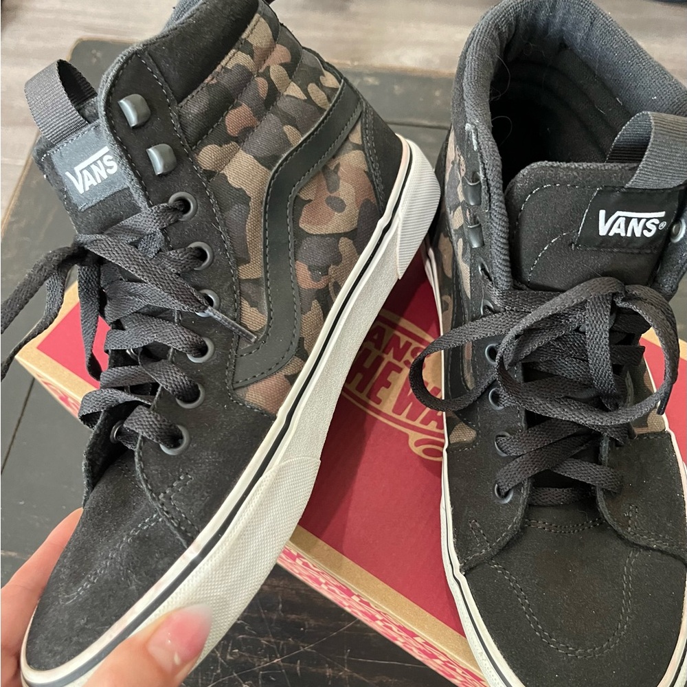 Vans Sk8-Hi Mens 7.5 Black Camo High Top Skate Shoes Woodland Camouflage 721356